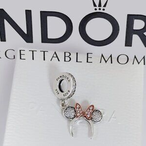 Pandora Minnie Mouse Pavé Headband Dangle Charm S925 Silver with box